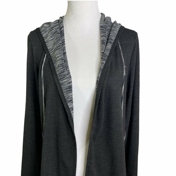 Max Studio Space Dye Open Front Hooded Cardigan - Picture 2 of 10